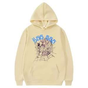 Sp5der 555555 Angel Number Khaki Hoodie