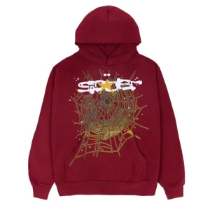 Sp5der Logo Maroon Hoodie
